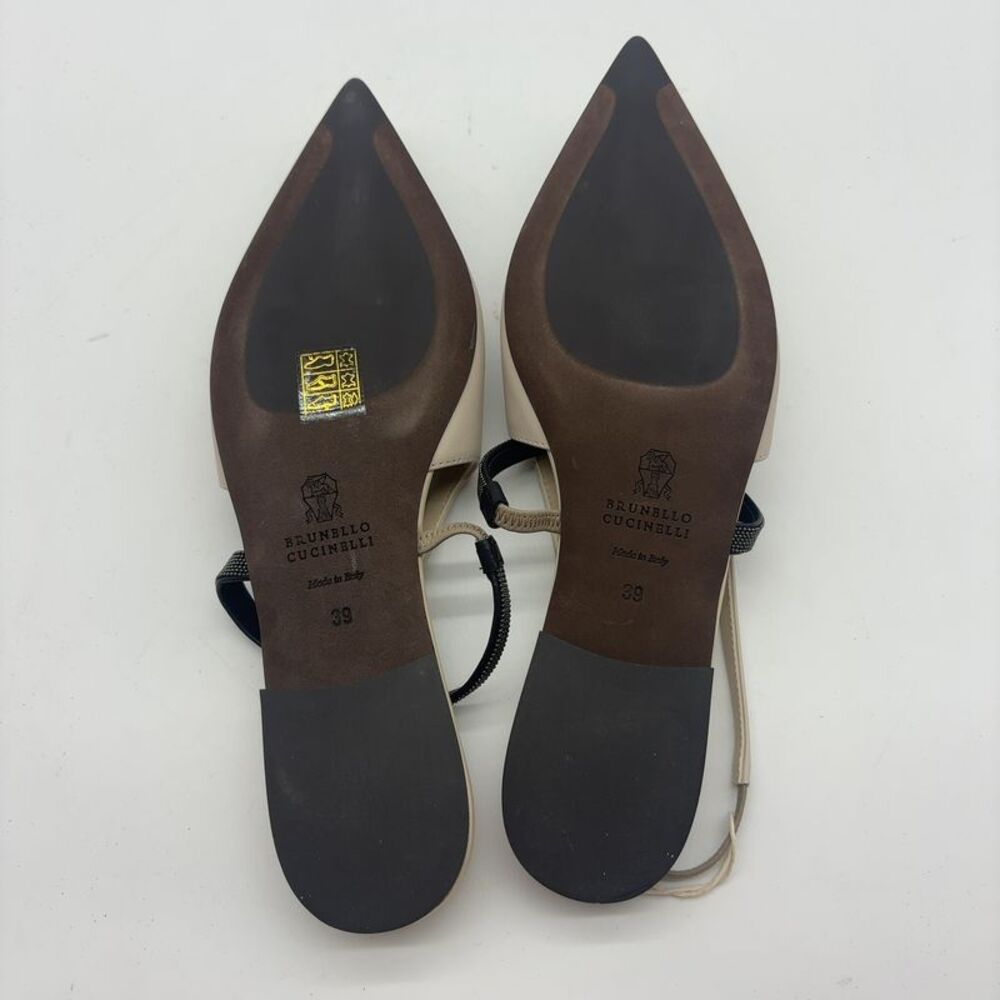 Brunello Cucinelli Pointy Leather Slingback Size 39 - Picture 4 of 4